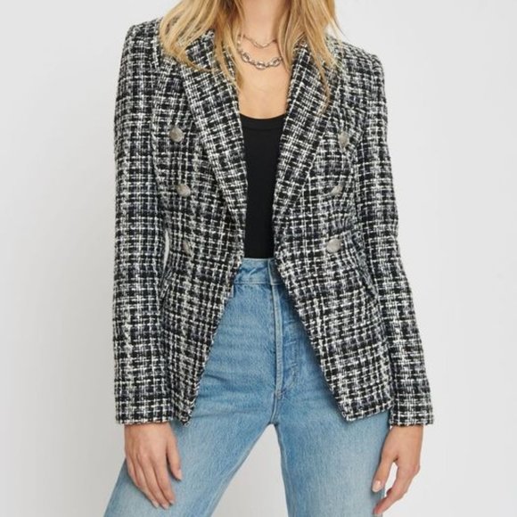 Dynamite Jackets & Blazers - DYNAMITE Tweed  Double  Breasted Silver Button Blazer Size Small NWT
